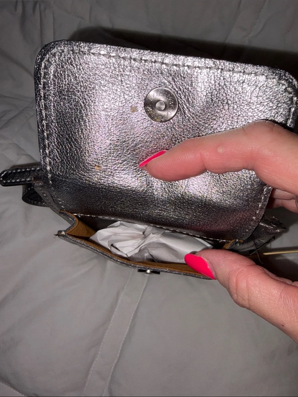 Nwt Patricia Nash metallic silver Chiavella Phone wallet Crossbody bag
